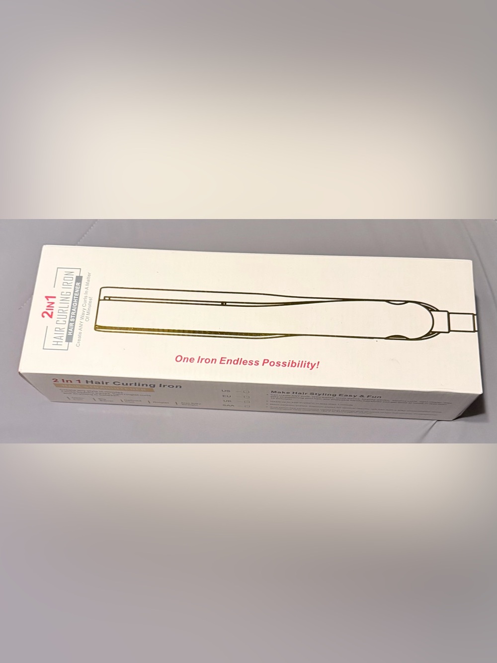 2-in-1 Hair Curling & Straightening Iron - Gold - Picture 9 of 9